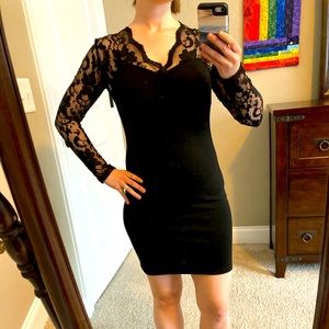 Black Long Sleeve Lace Dress - Size 0